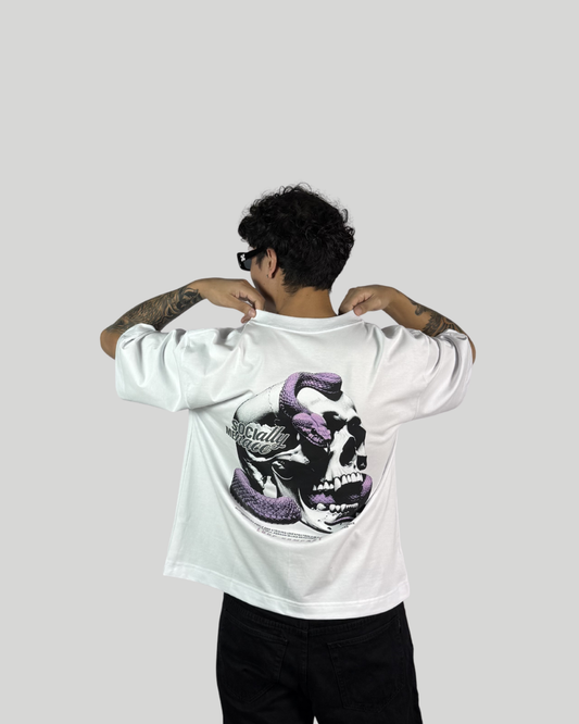 Polo Blanco Boxy Fit Skull